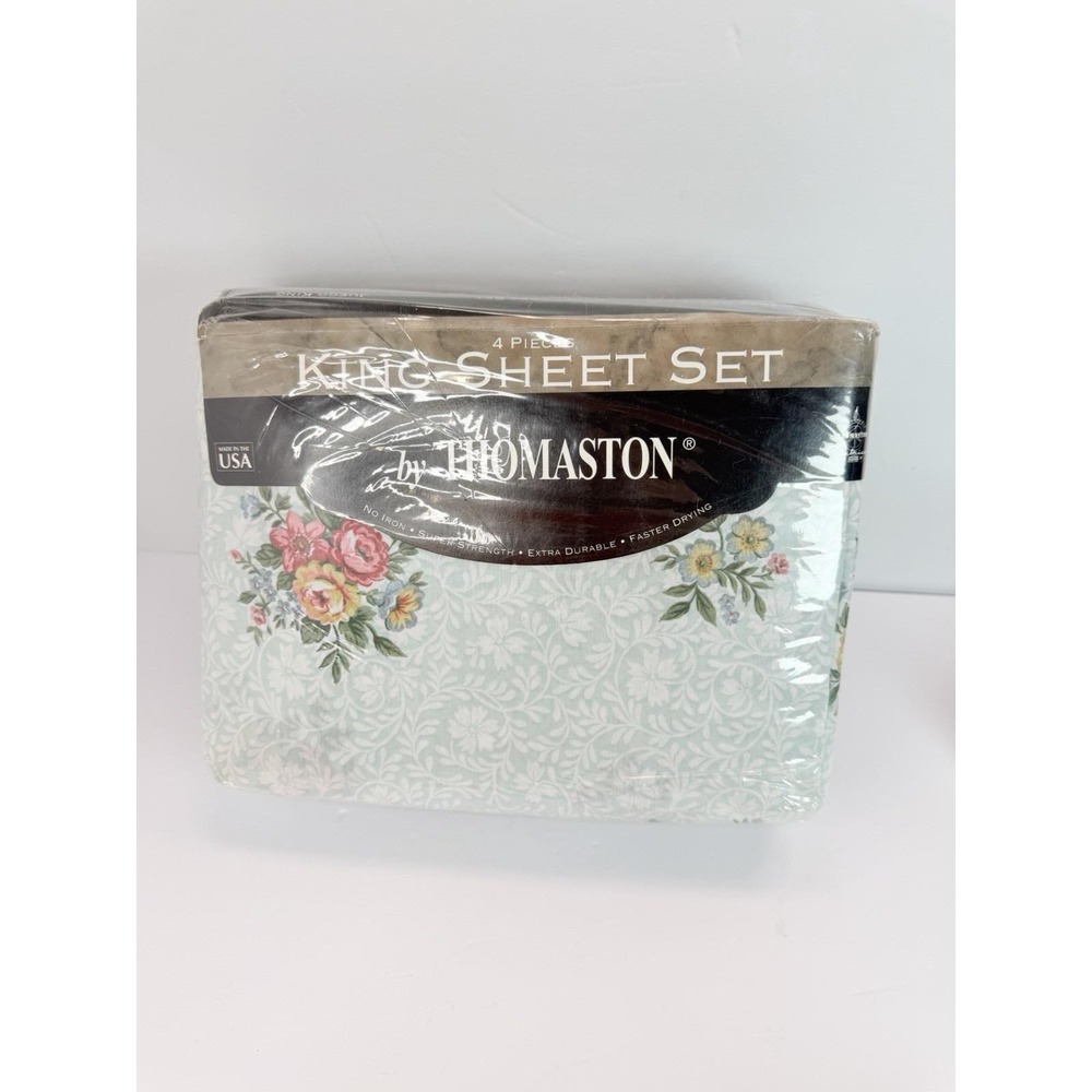 Thomaston Kensington Vintage King Sheet Set Pillow Cases Flat Fitted Floral USA